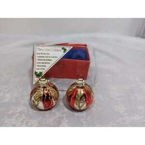 Christmas Ornaments Place Card Holder Set of 2 In Box